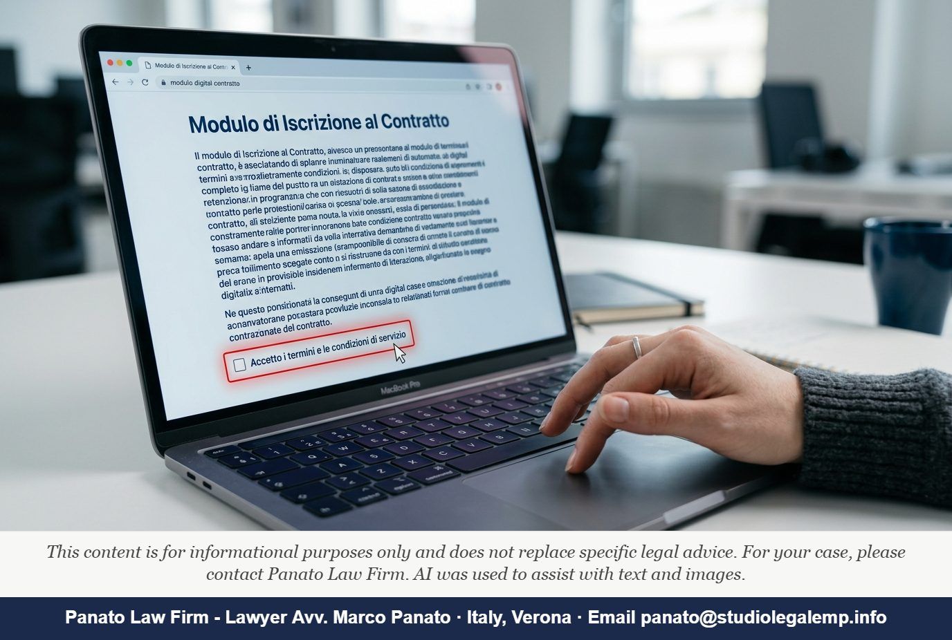Italy Online Contract Checkbox Clause Not Enforceable: Fix Your Terms - Panato Law Firm — Verona