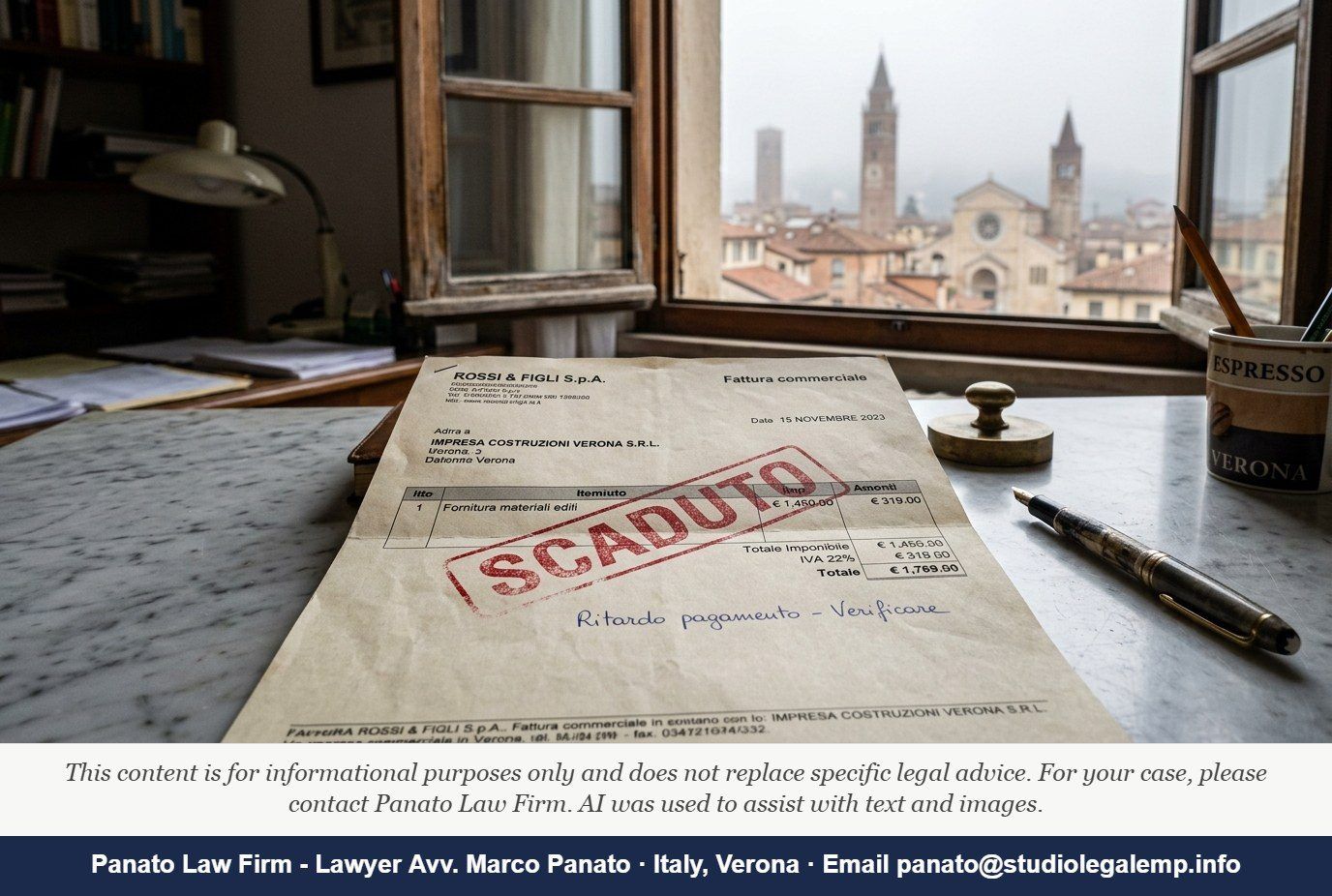 Late Payment Interest Italy: Unpaid Invoice Claims - Panato Law Firm — Verona